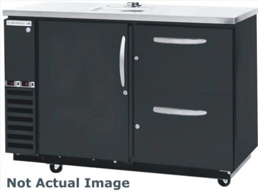Beverage Air DZD58-1-B-3 Dual Zone Bar Mobile with One Solid Pull Out Keg Drawer On Left and Two Solid Wine Drawers On Right, Black, 23.8 cu.ft. capacity, 3/4 Horsepower, 50 7/8