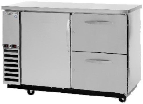 Beverage Air DZD58-1-S-2 Dual Zone Bar Mobile with One Solid Door On Left with Two Epoxy Coated Shelves and Two Solid Wine Drawers On Right, Stainless Steel, 23.8 cu.ft. capacity, 3/4 Horsepower, 50 7/8
