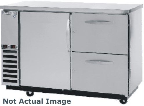 Beverage Air DZD58-1-S-3 Dual Zone Bar Mobile with One Solid Pull Out Keg Drawer On Left and Two Solid Wine Drawers On Right, Stainless Steel, 23.8 cu.ft. capacity, 3/4 Horsepower, 50 7/8