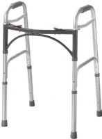 Drive Medical 10200-1 Deluxe Two Button Folding Walker; Each side operates independently to allow easy movement through narrow spaces and greater stability while standing; Easy push-button mechanisms may be operated by fingers, palms or side of hand; Sturdy 1" diameter, aluminum construction ensures maximum strength while remaining lightweight; UPC 822383117331 (DRIVEMEDICAL102001 DRIVE MEDICAL 10200-1 TWO BUTTON FOLDING WALKER) 