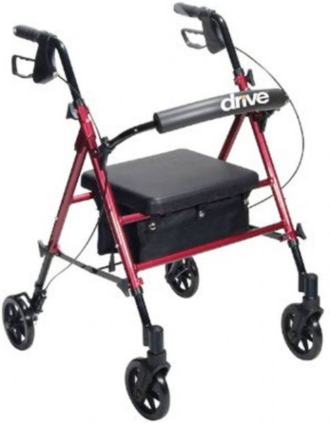 Drive Medical RTL10261RD Adjustable Height Rollator with 6