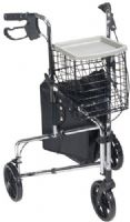 Drive Medical 171 Winnie Deluxe 3 Wheel Rollator Walker; Adjustable handle height; Comes standard with basket, tray and carry pouch; Easy, one hand folding; Lightweight solid 8" wheels for indoor or outdoor use; Special loop lock made of internal aluminum casting operates easily and ensures safety; 300 lbs. Weight Capacity; UPC 822383259321 (DRIVEMEDICAL171 DRIVEMEDICAL-171) 