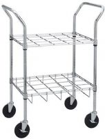 Drive Medical 18144 Oxygen 20 Cylinder Cart; For Use With 20 C, D, E, or M9 Cylinders; 5" Swivel Casters, two with brakes; Chrome plated finish; Dual lifting handles; Quiet and easy; UPC 822383126586 (DRIVEMEDICAL18144 DRIVEMEDICAL-18144 18-144 181-44) 