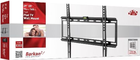 Barkan E302.B Fixed Flat TV Wall Mount, Metallic Black, Fits screen mounting holes up to 400X400mm (VESA & Non VESA), Compatible to Ultra Slim screens up to 29