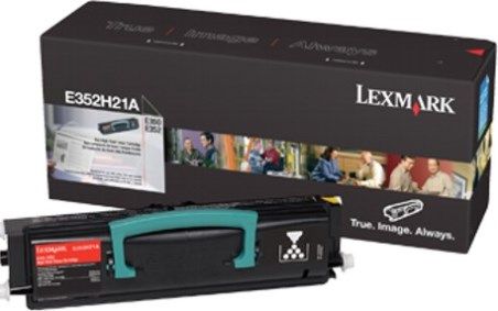 Lexmark E352A21A Black High Yield Toner Cartridge For use with Lexmark E352dn and E350d Printers, Average Yield 9000 standard pages Declared yield value in accordance with ISO/IEC 19752, New Genuine Original Lexmark OEM Brand, UPC 734646258128 (E352-A21A E352-A21A E352A-21A E352A 21A)