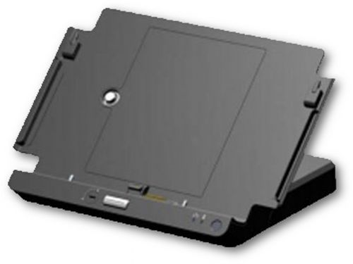 Elo E518363 Tablet Docking Station With A Power Supply; Elo touch solution ETT10A1 tablet PC compatibility; Tablet docking station with power supply; Ethernet, USB, VGA; Tablet locking screw; Tablet unlocking button; Secondary battery charging; Mounting locations to attach dock to counter top; Back cover with lock; Dimensions 24.0