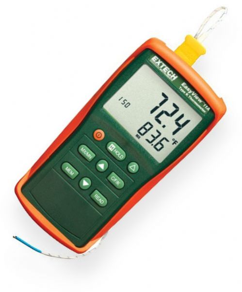Extech EA11A-NIST EasyView Type K Single Input Thermometer with NIST Certificate, Compact and rugged design with high contrast large LCD display, Manually store/recall up to 150 readings, Wide temperature range with 0.1/1 resolution, Data Hold function freezes reading on display (EA11ANIST EA11A NIST EA-11A EA11 EA11-A)