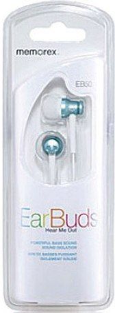 Memorex EB50BL In-Ear Stereo Earphones, Blue, 10mW Max power input, 9 mm Driver diameter, Frequency 20Hz-20kHz, Impedance 16 ohms, Powerful bass sound, Sound isolation, 1.27 m (4.16 ft) Cord length, Includes 3 silicone tip sizes, UPC 034707981621 (EB-50BL EB 50BL EB50B EB50)