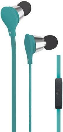 AT&T EBM01-TUR Jive Music + Calls Stereo Headphones, Turquoise; Rubberized design with tangle free flat cable; Comfortable secure fit; Noise isolating in-ear design; Mic with button for call + music control; Universally designed for smartphones, tablets and media players, UPC 817317010437 (EBM01TUR EBM01 TUR EBM-01-TUR EBM 01-TUR) 
