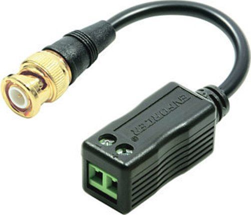 Seco-Larm EB-P501-20Q ENFORCER Passive Video Balun with Pigtail Connector, Gold-plated BNC for greater reliability and longer life, Transmits up to 1300ft (400m) color and 1950ft (600m) B&W video, Passive operation, Uses low-cost Cat5e/6 cable instead of costly coaxial cable, Terminal blocks, High immunity from interference, UPC 676544014577 (EBP50120Q EBP501-20Q EB-P50120Q) 