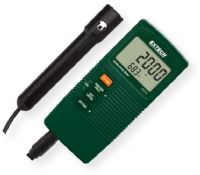 Extech EC210 Compact Conductivity TDS Meter; Simultaneous display of Conductivity or TDS with Temperature; Three ranges for Conductivity and TDS plus adjustable Temperature compensation factor to maintain accuracy; Automatic Temperature Compensation; Temperature compensation factor adjustable between 0 to 5.0 percent per degrees fahrenheit; UPC 793950051702 (EXTECHEC210 EXTECH EC210 TDS METER) 