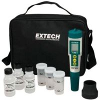 Extech EC410 ExStik Conductivity/TDS/Salinity Kit, Autoranging meter offers 3 ranges with 8 units of measure including ìS/cm, mS/cm, ppm, ppt, mg/L, g/L, °F, and°C, Simultaneous display of Conductivity or TDS plus Temperature and bargraph, Memory stores up to 15 labeled readings, UPC 793950054109 (EC-410 EC 410) 