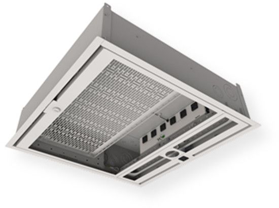 Wiremold ECB2SP Ceiling Box with Projector Mount; White; Fully finished  enclosure designed to manage and store A/V equipment in an air handling plenum space above a false ceiling;  Has a built in projector mount that utilizes a 1 1/2