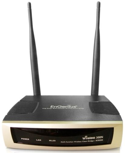 EnGenius ECB350 Multi-function Wireless Client Access Point/Bridge, Frequency Band 2.400～2.484 GHz, 32MB Memory, 8MB Flash, Long Range High Power (29dBm), Wi-Fi Data Rate 300Mbps (2T2R), Ethernet 10/100/1000-based LAN/WAN share port, PoE 802.3af Support, 2 External Detachable 5dBi Antennas (ECB-350 ECB 350 EC-B350)