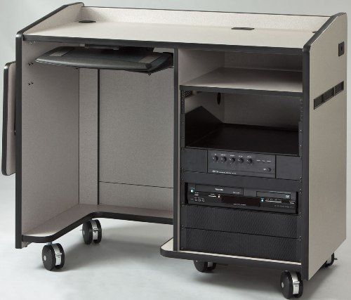 AVF Audio Visual Furniture International EDU-MD-GM Teaching Multimedia Desk, Gray Matrix, Made with furniture grade laminates, Large 45