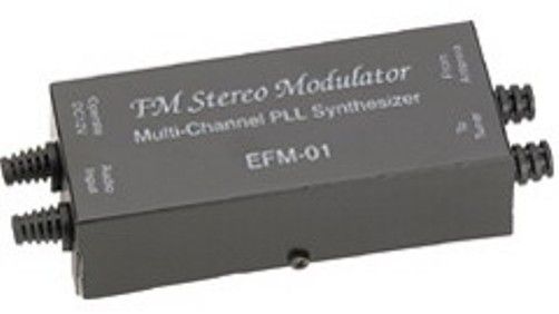 Farenheit EFM-01 PLL FM Modulator, PLL Phase Lock Loop Tuner Outputs, 8 Frequency Settings On Selectable DIP Switches, Shielded Metal Housing, For Noise Rejection (EFM01 EFM 01)