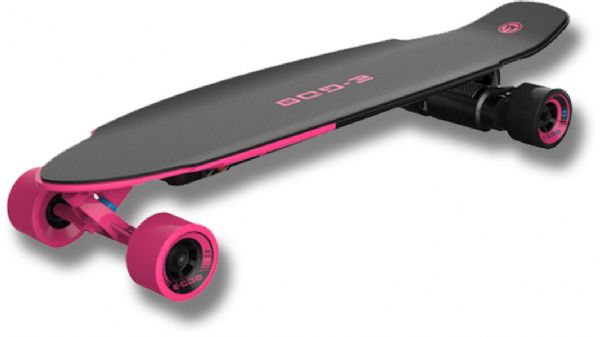 Yuneec EGO2CRUS003 E-GO2 Electric Longboard (Hot Pink), 220 lb Load Capacity, 12.5 mph Max. Speed, 400W Max. Motor Power, Riding Range up to 18 Miles, Classic Kicktail Shape, 8-Layer Composite Wood Desk, 90mm Polyurethane Wheels, Bluetooth Remote Controller, Dimensions 41.0