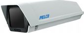 Pelco EH16 Indoor/Outdoor Camera Enclosure; High Reliability Die-Cast Construction; Alodine with gray polyester powder coat Finish; 7.14 x 6.27 cm (2.81" W x 2.47" H) Viewing Area; 24 VAC, 230 VAC Input Power; Cable Entry Glands and Mounting Holes on Bottom of Enclosure (EH16 EH-16) 