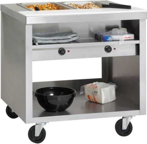 Delfield EHEI36C E-Chef 2 Pan Sealed Well Electric Steam Table with Casters, Accommodates 2 - 12