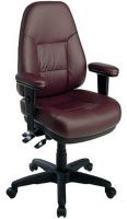 Office Star EC4300-4 Professional Dual Function Ergonomic High Back Leather Chair with Adjustable Padded Arms, Burgundy, Thickly padded Contoured Seat and Back, Built in Lumbar Support, Pneumatic Seat Height Adjustment, Ratchet Back Height Adjustment, Back angle adjustment, Forward tilt for keyboard intensive activities, Replaced EL4300-R (EC43004 EC4300 EC-43004 EC4300-4 EC-4300 EC 4300) 