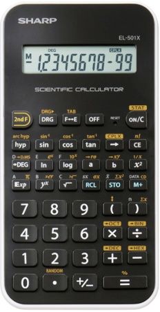 Sharp EL-501XBWH Scientific Calculator, Gloss Black/White, Large 10 Digits Single Line LCD display, 131 functions and 1 memory, Complex Number Calculations, Constant calculation, Chain Calculation, Standard Input Logic, Sturdy and hardwearing plastic keys, 2 LR44 batteries, UPC 074000019218, EAN 4974019707624 (EL501XBWH EL 501XBWH EL501-XBWH EL-501XB EL501 XBWH)