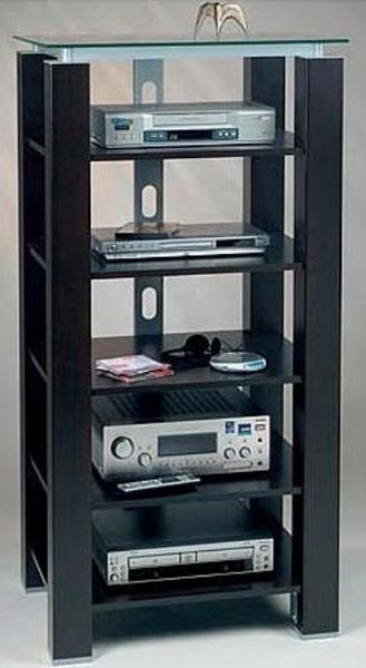 Elite EL-904 Wenge Audio Rack, Safety Tempered Glass surfaces, Lower five shelves of the EL-904 are adjustable and can support up to 30lbs, Block Pillar construction for strength and durability, 110 lbs Top glass shelf weight capacity, 21'' W x 22.75'' D Usable Shelf Space (EL 904 EL904)