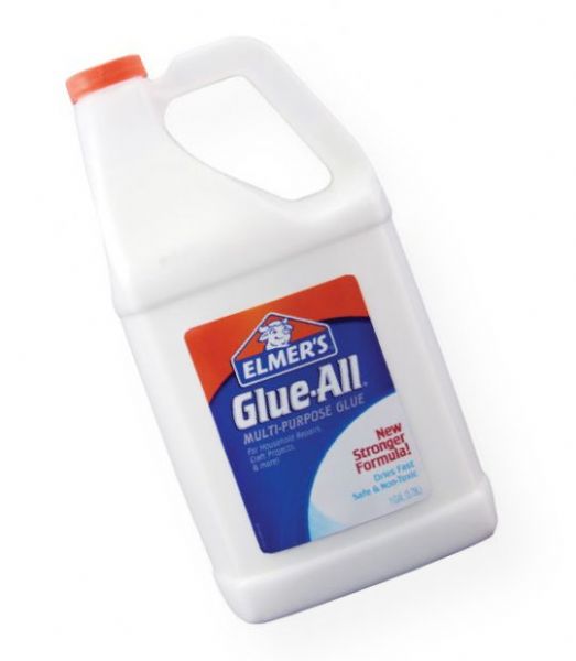 Elmer's E1326 Glue-All Multi-Purpose Liquid Glue 1 gal; Glue-All is THE multi-purpose glue for all uses around the house including repairs, crafts, and school projects; Use for most porous materials such as paper, cloth, and leather, and semi-porous materials such as wood and pottery; Fast-drying, dries clear; Safe, non-toxic; Repositionable before setting; Shipping Weight 9.4 lb; Shipping Dimensions 5.75 x 5.75 x 11.25 in; UPC 026000013260 (ELMERSE1326 ELMERS-E1326 GLUE-ALL-E1326 GLUE)