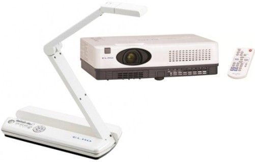 Elmo 1337-1261 Classroom MO-1 White Versatile Ultra Compact Visual Presenter and CRP-221 Projector Bundle System, 1/3.2