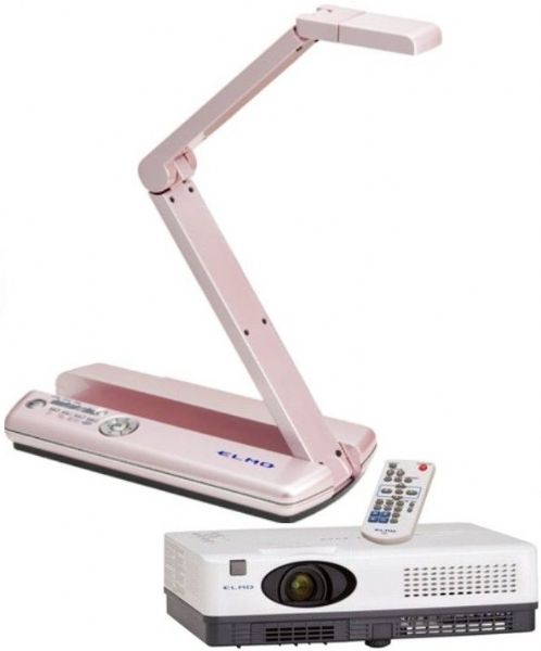 Elmo 1337-3261 Classroom MO-1 Pink Versatile Ultra Compact Visual Presenter and CRP-221 Projector Bundle System, 1/3.2