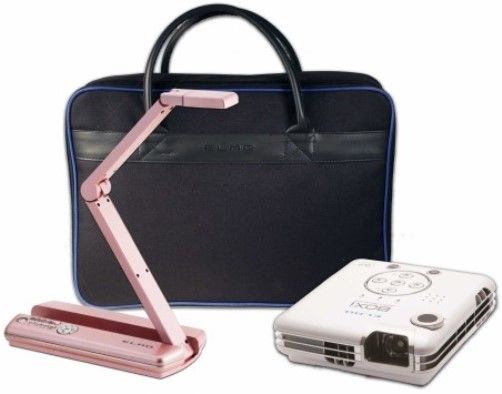 Elmo 1937-3 POG Presentations on the Go Bundle, Includes MO-1 Pink Versatile Ultra Compact Visual Presenter, BOXi MP-350 Mobile Projector, Soft Padded Bag and an HDMI Cable, 1/3.2