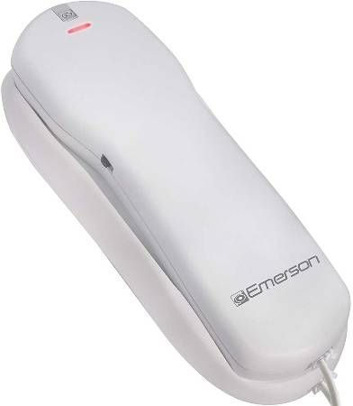 Emerson EM2116WH Slimline Telephone, White, 10 Number Speed Dial, Lighted Ring Indicator, Big Button Design, Receiver Volume Control, Flash & Redial Functions, Mute Button, Hearing Aid Compatible, Desk/Wall Mountable, UPC 680079511616 (EM-2116WH EM 2116WH EM-2116-WH EM2116W EM2116)