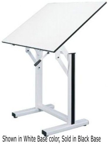 Alvin EN48-3 Ensign Drafting Table, Black Base with 36 x 48 in Top, Spring-action controlled Tabletop height and angle, Extendable-length brake lever on the right side, Angle adjustment from 0 to 90 degrees with an adjustable height of 35 to 47 in, Double-pedestal base design of heavy-gauge steel with rounded profile, UPC 088354753308 (EN483 EN-48-3 EN48 EN-483 EN-48)