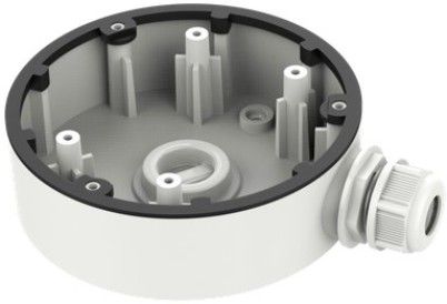 H SERIES ES1280ZJ-DM46 Junction Box, White For use with ESNC324-WDA and ESNC326-WDA Mini Dome Network Cameras, Aluminum Alloy Material with Surface Spray Treatment, Side Inlet and Bottom Inlet, Interchangeable Bottom Waterproof Cover and Side Gland Nut, Waterproof Design, Dimension126.7x35 mm (4.99