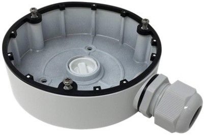H SERIES ES1280ZJ-DM8 Junction Box, White For use with ESNC324-XD, ESNC326-XD and ESNC328-XD Fixed Turret Network Cameras; Aluminum Alloy Material with Surface Spray Treatment; Side Inlet and Bottom Inlet; Interchangeable Bottom Waterproof Cover and Side Gland Nut; Waterproof Design; Dimension126.7x35 mm (4.99