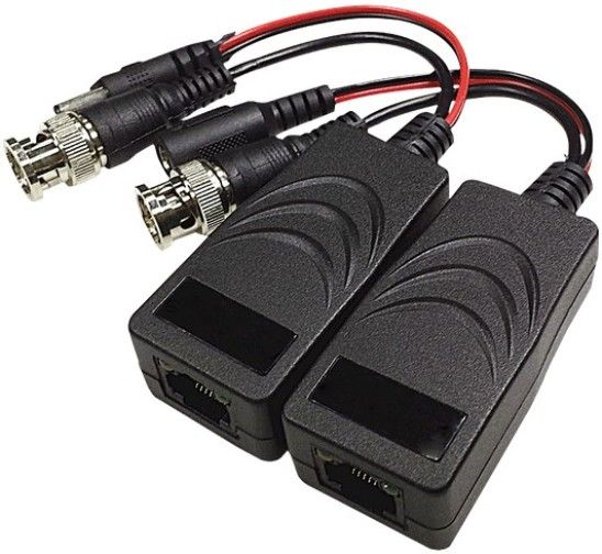 ENS HD-EV01P-VP-2 1-CHannel HD Video & Power Passive Balun (Receiver & Transmitter); Real-time Transmission Over UTP cat5e/6; NTSC, PAL & SECAM Video Format Compatible; Compatible with all HD-TVI, HD-CVI, AHD & CVBS Analog Cameras; Male BNC with Extended 5.9