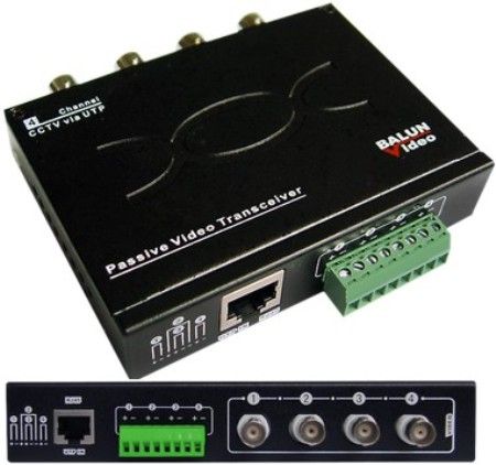 ENS HD-EV04P 4-Channel HD Video Passive Balun Transceiver; Compatible with HDTVI/AHD/HDCVI/960H; Transmission Distance: 720P up to 1312ft (440m)/1080P Up to 721ft (220m); Built‐in TVS (Transient Voltage Suppressors) for Surge Protection; Wave Filter Design, Anti-Static Design, Surge/Lightning Protection; 60dB Crosstalk & Noise Rejection; No Power Required (ENSHDEV04P HDEV04P HD-EV-04P HD EV04P)