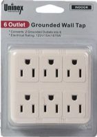 ENS PS23U 6-Outlet Grounded Wall Tap, Recommended for Indoor Use for Home and Office, Wall Tap Converts 2 Grounded Outlets Into 6, Ideal for Both Temporary and Permanent Installations, 125V/15A/1875W, UL Listed (ENSPS23U PS-23U PS 23U) 