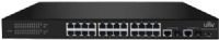 UNV UN-NSW2000-24T2GC-POE 24-Port PoE Switch, 24x10/100M Autosensing Ethernet Ports, 2xGigabit Combo Port (RJ45 and SFP), All 100M Ports Support PoE, PoE Complies with IEEE802.3af and IEEE802.3at, Each Port Supports Auto MDI/MDIX, Each Port Has a Link/Act LED to Indicate Port Operation Status (ENSUNNSW200024T2GCPOE UNNSW200024T2GCPOE UN-NSW200024T2GC-POE UNNSW2000-24T2GCPOE UN NSW2000-24T2GC-POE) 