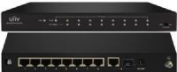 UNV UN-NSW2000-8T1GC-POE 8-Port PoE Switch, 8x10/100M Autosensing Ethernet Ports, 1xGigabit Combo Port (RJ45 and SFP), All 100M Ports Support PoE, PoE Complies with IEEE802.3af and IEEE802.3at, Each Port Supports Auto MDI/MDIX, Each Port Has a Link/Act LED to Indicate Port Operation Status (ENSUNNSW20008T1GCPOE UNNSW20008T1GCPOE UN-NSW20008T1GC-POE UNNSW2000-8T1GCPOE UN NSW2000-8T1GC-POE) 