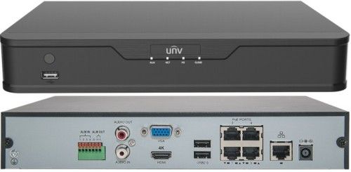 UNV UN-NVR30104BP4 4-Channel 4 PoE Ultra265 Network Video Recorder, Embedded Main Processor, Embedded Linux Operating System, Support Ultra 265/H.265/H.264 Video Formats, 4-channel Input, Plug & Play with 4 Independent PoE Network Interfaces, HDMI and VGA Simultaneous Output, Up to 2MP Resolution Recording (ENSUNNVR30104BP4 UNNVR30104BP4 UN-NVR-30104BP4 UN-NVR30104-BP4 UN NVR30104BP4)