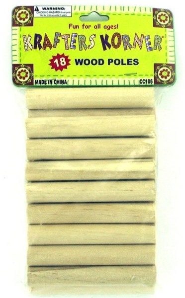 EOSK CC106 18 piece wood pole (natural wood color), 0.261 lbs. UPC 731015000000. Price per Case of 50, Category: crafts. (EOSCC106)