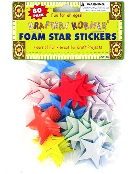 EOSK CC186 foam star stickers 80pc, 0.036 lbs. UPC 731015000000. Price per Case of 24, Category: crafts. (EOSCC186)