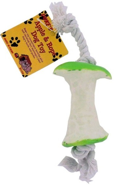 EOSK DI108 apple & rope doy toy, 0.157 lbs. UPC 731015000000. Price per Case of 24, Category: pet supplies. (EOSDI108)