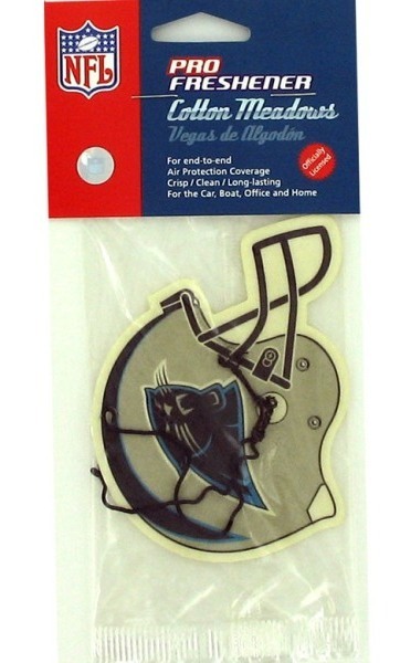 EOSK FB017 nfl nc panthers helmet cotton air freshener, 0.031 lbs. UPC 810122000000. Price per Case of 20, Category: consumables. (EOSFB017)