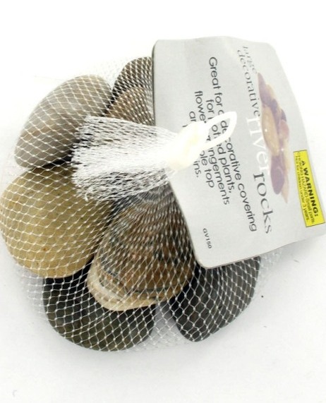 Bulk Buys GV150 large river rocks, 1.527 lbs. UPC 731015071401. Price is for each pack of Rocks, Must be ordered in Cases of 24 packs; Rocks are Beige, Brown & Gray (EOSGV150)