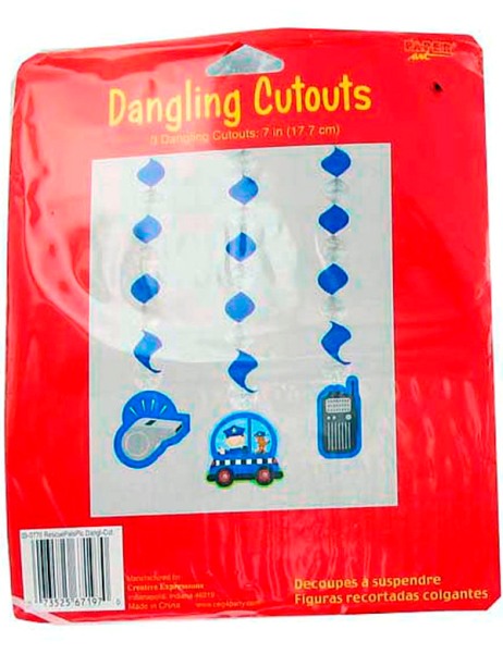 Paper Art KH408 model 03-0770 Rescue Pals Police 3-piece dangling cutouts, Party Decorations, UPC 73525671970, Pack of 6 (EOSKH408)