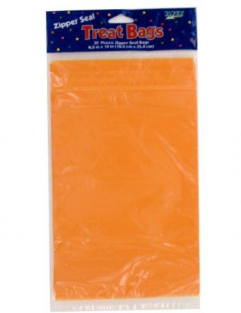 EOSK KI684 solid orange 20 count plastic zipper seal bags, 0.233 lbs. UPC 73525733340. Price per Case of 12, Category: party. (EOSKI684)