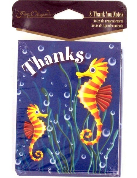 EOSK KJ338 sea life 8 count thank you note cards/envelopes, 0.186 lbs. UPC 41624938126. Price per Case of 12, Category: party. (EOSKJ338)