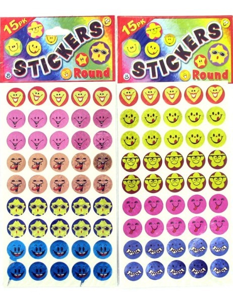 EOSK KK006 45 pack round happy face stickers, 0.035 lbs. UPC 731015027521. Price per Case of 576, Category: toys. (EOSKK006)