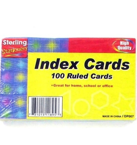 EOSK OP007 100 ruled index cards, 0.242 lbs. UPC 731015000000. Price per Case of 24, Category: stationery. (EOSOP007)